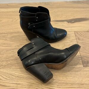 Rag and Bone Harrow Black Leather Ankle Booties